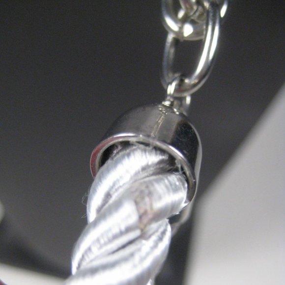 Imitation Pearl Beaded Necklace 45 inch Silvertone Heavy Chain Strand Statement - Picture 9 of 13